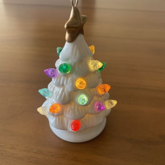 Lit Ceramic Retro Christmas Tree Ornament White Wondershop 2023 Target Light Up - Picture 5 of 7
